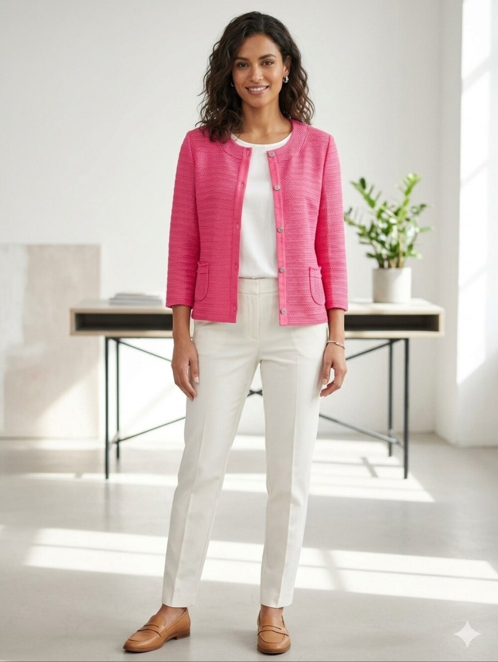 GERRY WEBER | Pink Cotton Silk Jacket  L/XL